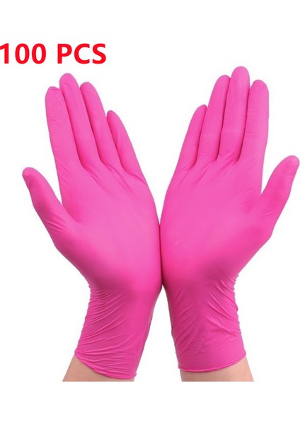 Pembe 100PCS Tarzı M Boyutu Tek Kullanımlık Nitril Eldiven Xs Alerjiye Uygun Koruyucu Güvenlik Eldiveni Çalışma Mutfak Bulaşık Makine Siyah Eldiven (Yurt Dışından)