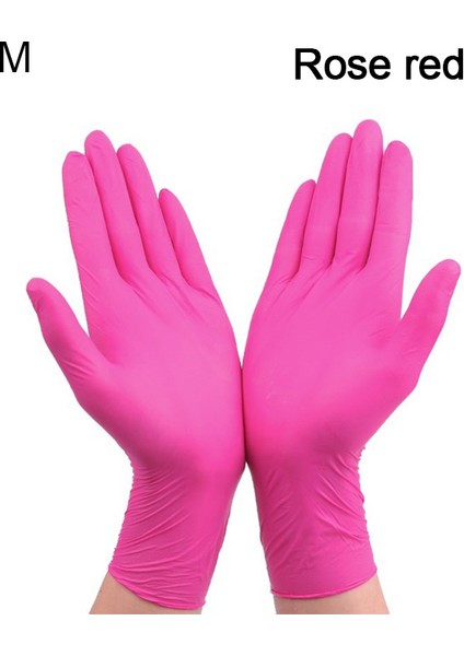 Gül Kırmızısı M Stili 100 Adet Pembe Kadın Erkek Eldivenler Evrensel Bahçe Mutfak Yıkama Iş Eldivenleri Lateks Kara Nitril Kauçuk Eldivenleri 100 Adet (Yurt Dışından)