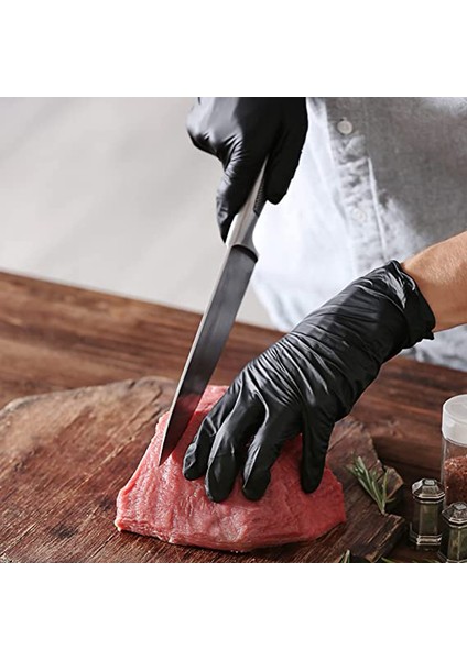100PCS Tarzı L Boyutu Siyah Tek Kullanımlık Nitril Eldiven Mutfak Ev Temizliği Su Geçirmez Bahçe Dövme Araba Yıkama Saç Kesimi Kimyasal Eldiven (Yurt Dışından)