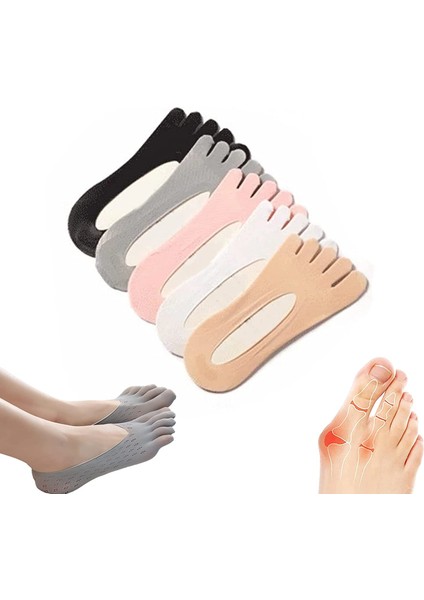 5 Çift Tarzı Kadın Ortopedik Sıkıştırma Parmak Çorapları, Jel Sekmesi ile Tam Parmak Yoga Çorabı, Yumuşak Nefes Alan Beş Parmak Çoraplar - 5 Çift (Yurt Dışından)