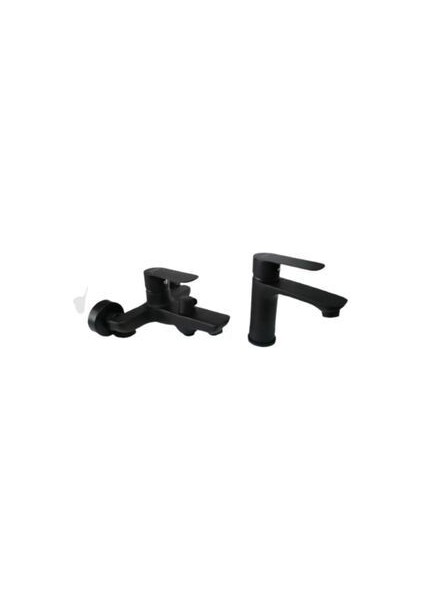 Fleko Siyah Mix Lavabo& Banyo Batarya 2li Set
