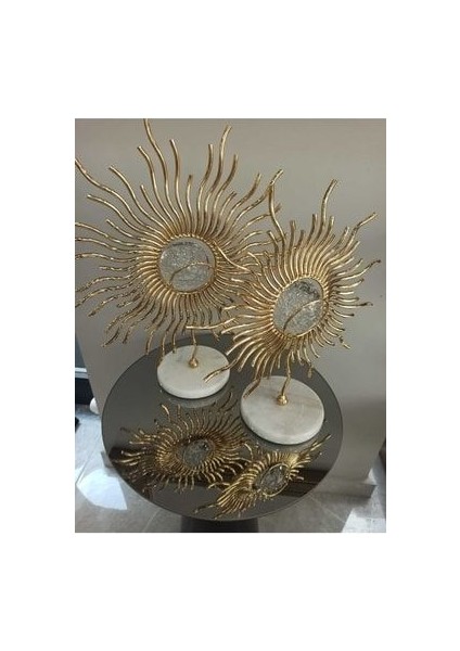 Mermer Detaylı 2'li Güneş Obje Gold fiyatları