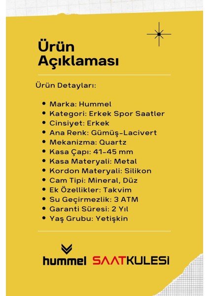 Erkek Spor Kol Saati Gümüş Lacivert HM-3000MA-2 fiyatları