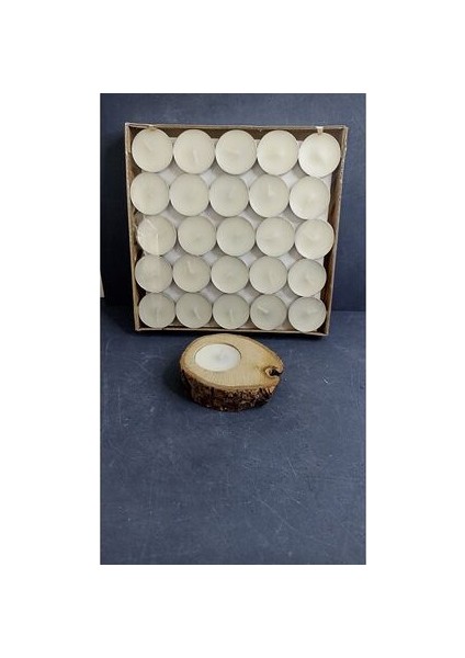 50'li Dekoratif Mini Tealight Yuvarlak Beyaz Mum 8507