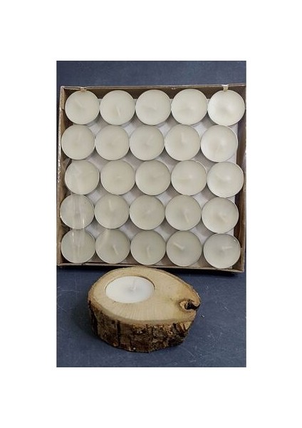 50'li Dekoratif Mini Tealight Yuvarlak Beyaz Mum 8507