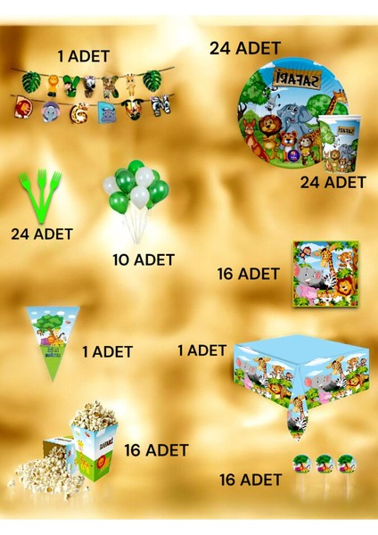 24 Kişilik Safari Temalı Ultra Lüx Set - Doğum Günü Parti ve Eğlenceli Etkinlikler fiyatları