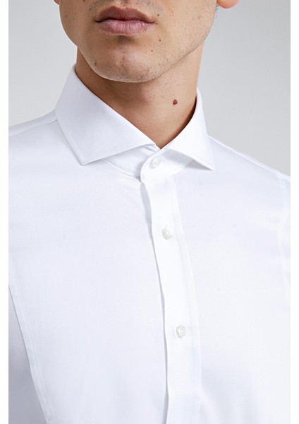 Ds Damat Slim Fit Beyaz Düz Gömlek modelleri