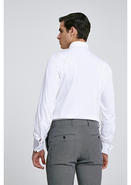 Ds Damat Slim Fit Beyaz Düz Gömlek fırsatları