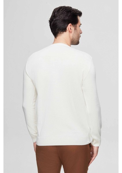 Ds Damat Regular Fit Ekru Pirinç Örgü Yünlü Kazak