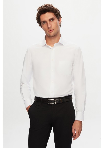 Ds Damat Regular Fit Beyaz Düz Gömlek
