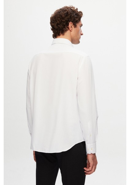 Ds Damat Regular Fit Beyaz Düz Gömlek