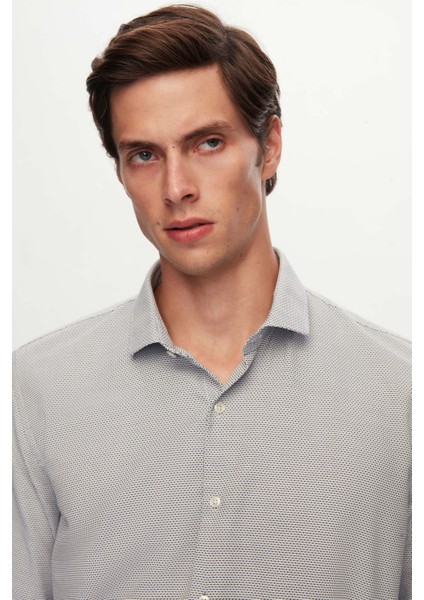 Slim Fit Siyah Armürlü Gömlek fiyatları