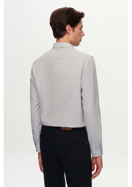 Slim Fit Siyah Armürlü Gömlek modelleri