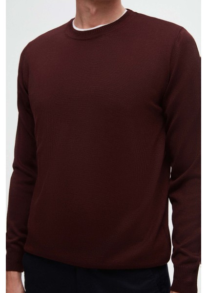 Ds Damat Regular Fit Bordo Düz Örgü Yünlü Triko Kazak modelleri