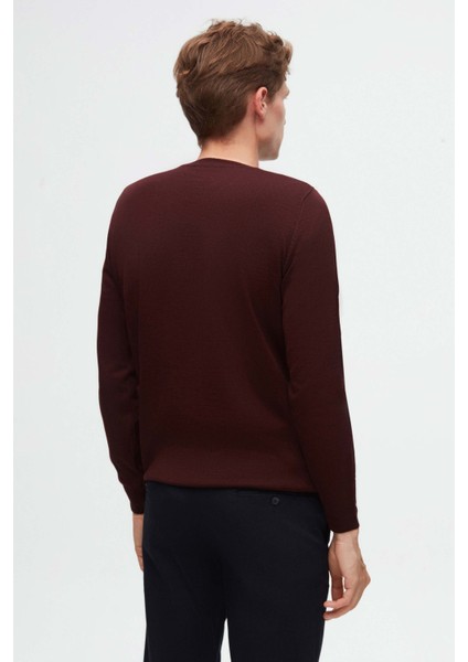 Ds Damat Regular Fit Bordo Düz Örgü Yünlü Triko Kazak fırsatları