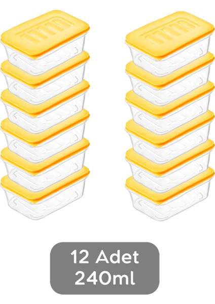 12'li Buzdolabı Düzenleyici Organizer - Mikrodalga ve Difrize Uygun Saklama Kabı - 12X240ML Sarı
