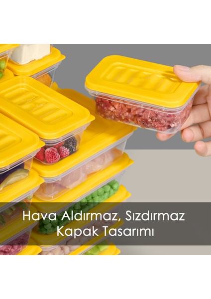 12'li Buzdolabı Düzenleyici Organizer - Mikrodalga ve Difrize Uygun Saklama Kabı - 12X240ML Sarı