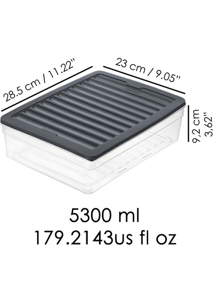 2'li Derin Buzdolabı Organizer Set Düzenleyici Saklama Kabı Mikrodalga Difriz Kabı 5300ML Antrasit