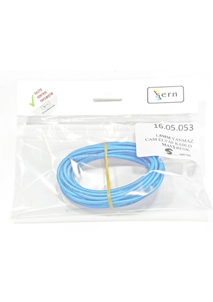 Mavi Renk 1,5mm Cam Elyaf Örgü Yanmaz Kablo 5metre, -60/+180°C modelleri