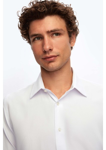 Ds Damat Slim Fit Beyaz Armürlü Gömlek fiyatları