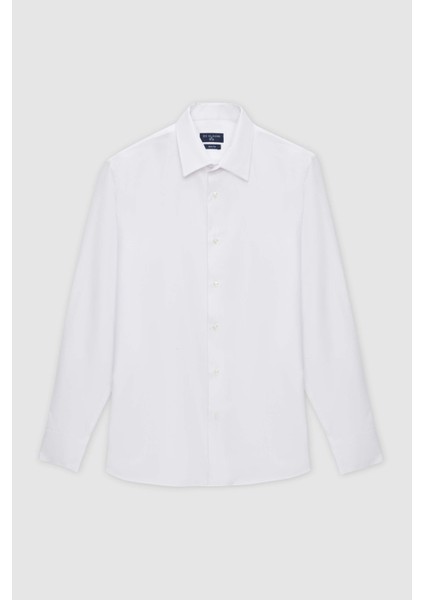 Ds Damat Slim Fit Beyaz Armürlü Gömlek indirimleri