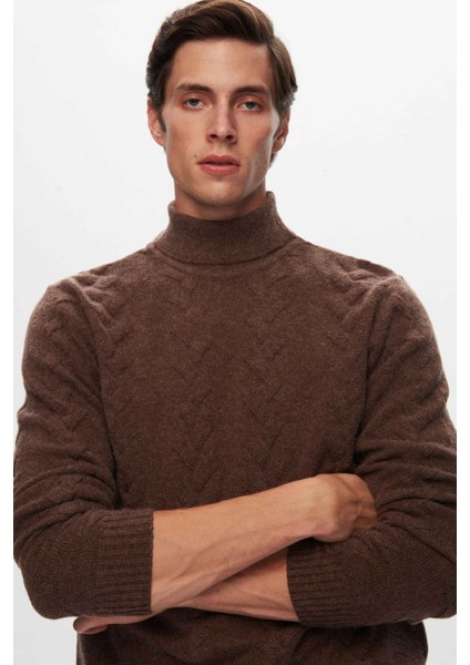 Ds Damat Regular Fit Kahverengi Jakar Desenli Kazak