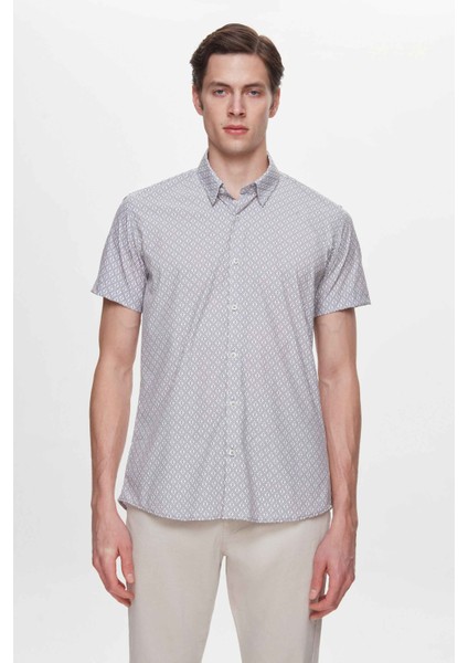 Slim Fit Taş Baskılı Easy Iron Gömlek fiyatları