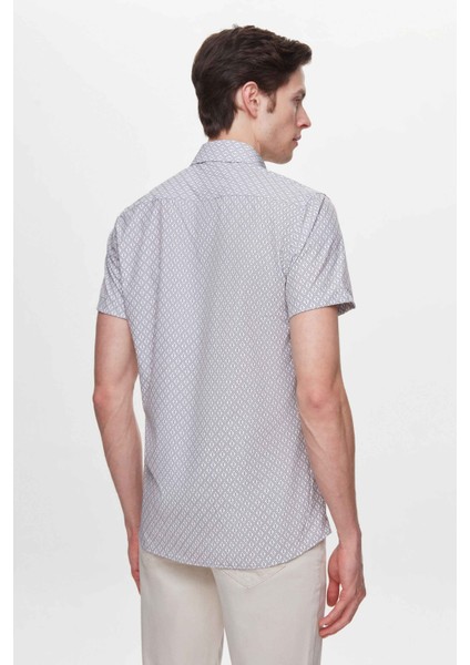 Slim Fit Taş Baskılı Easy Iron Gömlek fırsatları