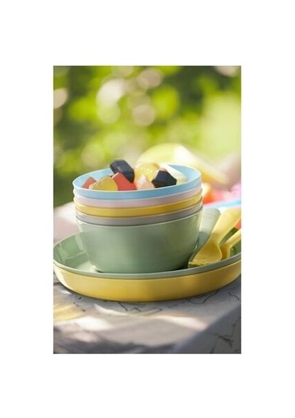 Plastik Kalas Tabak Seti Pastel Tonlar 6 Adet Çukur Tabak Modern Bpa Free 6 Parça Sarı Yuvarlak 19