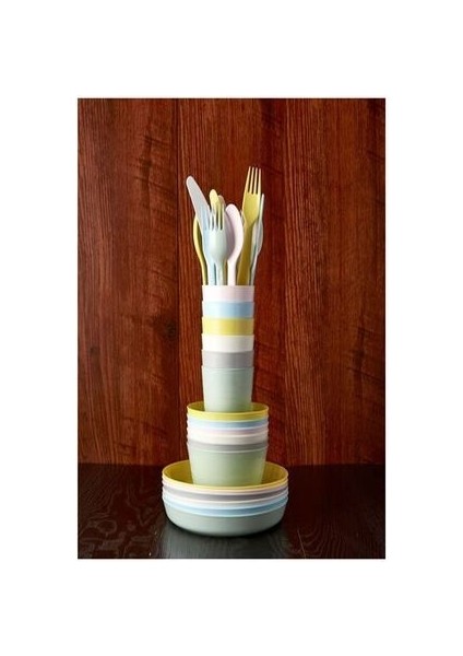 Plastik Kalas Tabak Seti Pastel Tonlar 6 Adet Çukur Tabak Modern Bpa Free 6 Parça Sarı Yuvarlak 19 modelleri