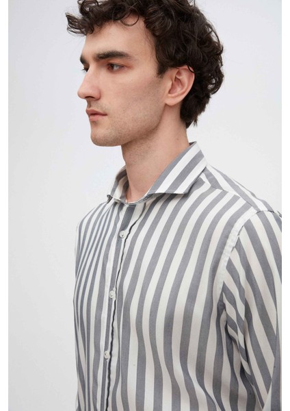 Ds Damat Comfort Lacivert Çizgi Desenli Gömlek modelleri