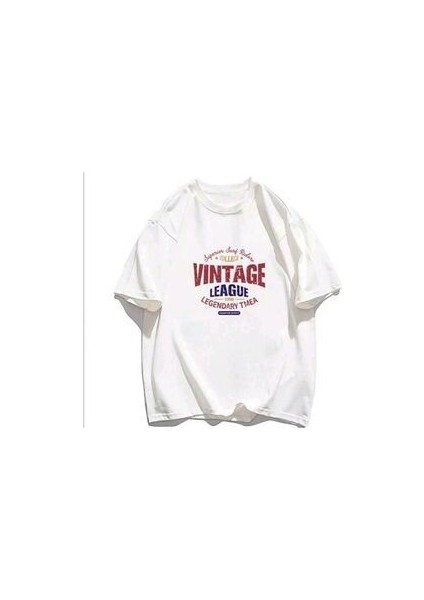 Beyaz Vintage Baskılı T-Shirt fiyatları