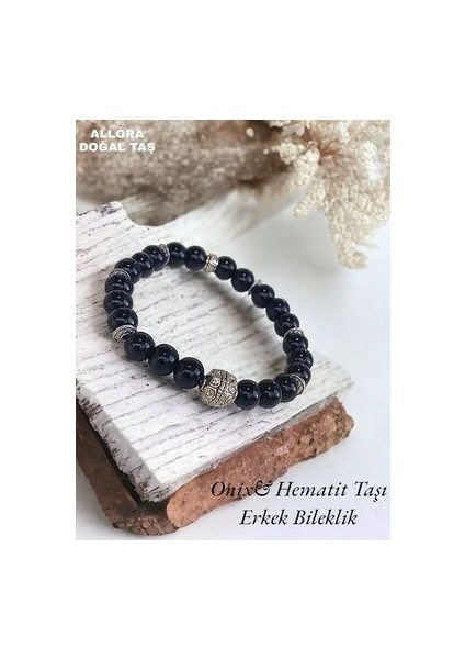 Onix&hematit Taşı Doğaltaş Erkek Bileklik