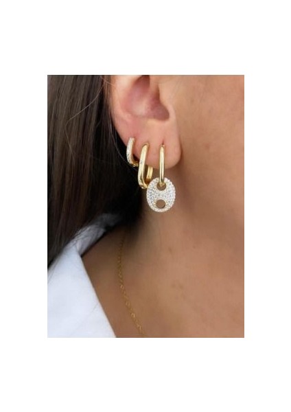 Zirkon Taşlı 3lü Küpe