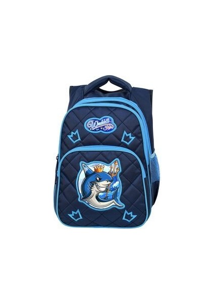 Lisanslı Lacivert Köpekbalığı Desenli Emboos Ilköğretim Okul Sırt Çantası Beslenme Çantası fiyatları