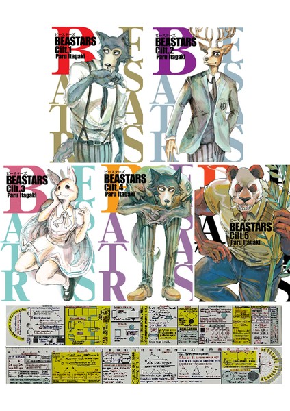 Beastars 1-2-3-4-5. Ciltler Manga Seti / Matematik Öğreten Cetvel - Paru Itagaki
