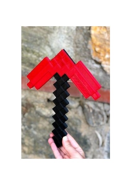 BURSA3DFILAMENT Oyuncak Red Stone Kılıç-Kazma Ikili Set/minecraft Çocuk Oyuncak Ikili Set 25 cm