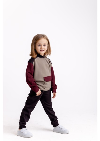 Üç Renkli Model Takım 2-7 Yaş Kahve