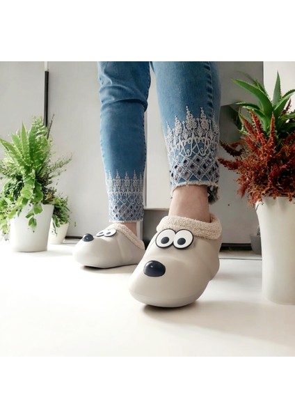 Kışlık Içi Kürklü Köpek Figürlü Eva Terlik