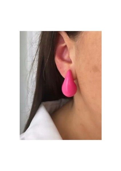 Damla Modeli Pembe Küpe
