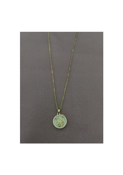 Çelik Mineli Aslan Burcu Kolyesi indirimleri