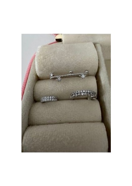 Taşlı 3lü Set Küpe modelleri