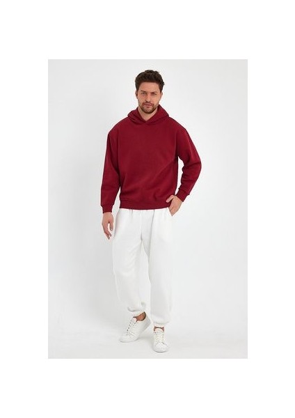 Erkek Düz Cepsiz Oversize Hoodie Sweatshırt