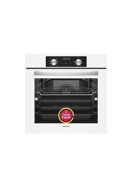 8212 Air Fry Plus Ankastre Fırın 10 Fonksiyon Dijital Saat, Grill, Teleskobik Ray, Beyaz