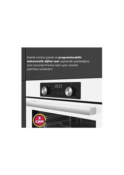 8212 Air Fry Plus Ankastre Fırın 10 Fonksiyon Dijital Saat, Grill, Teleskobik Ray, Beyaz modelleri