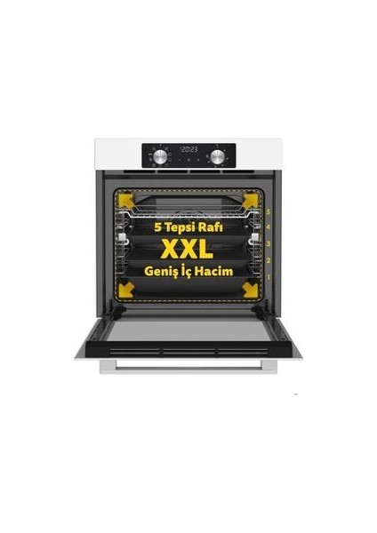 8212 Air Fry Plus Ankastre Fırın 10 Fonksiyon Dijital Saat, Grill, Teleskobik Ray, Beyaz fırsatları