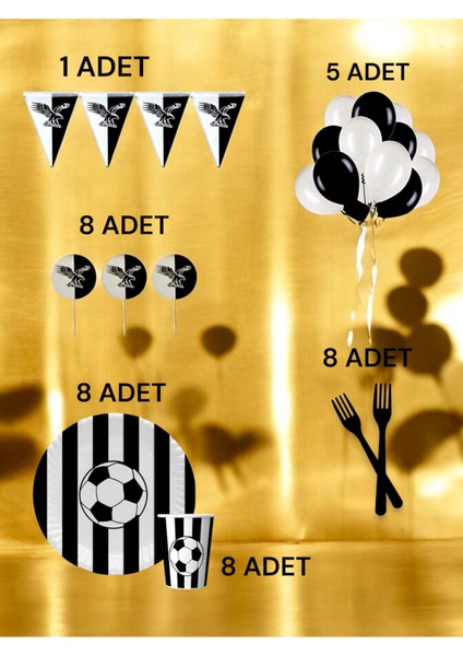 8 Kişilik Siyah Beyaz Taraftar M Paket - Doğum Günü Parti ve Eğlenceli Etkinlikler fiyatları