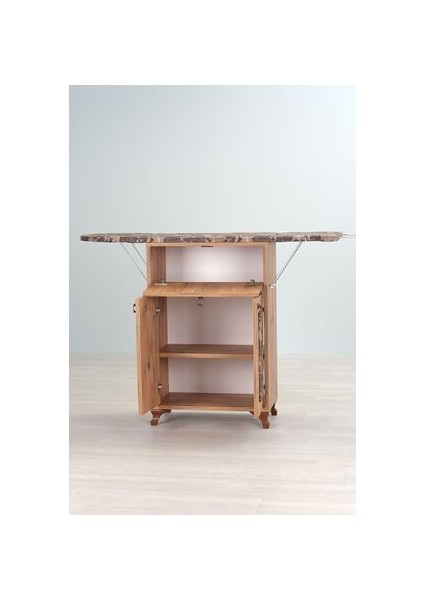 Rose Çam Katlanır Dolaplı Ütü Masası Kahverengi Çiçek Desenli modelleri