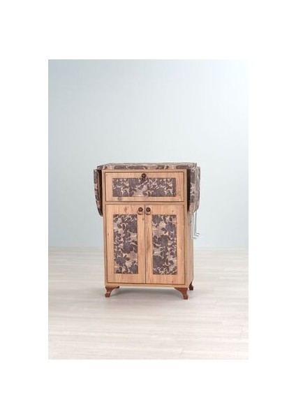 Rose Çam Katlanır Dolaplı Ütü Masası Kahverengi Çiçek Desenli fırsatları