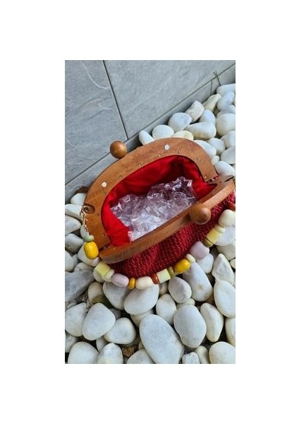 Ahşap Burslu Boncuk Saplı Renkli Clutch fırsatları